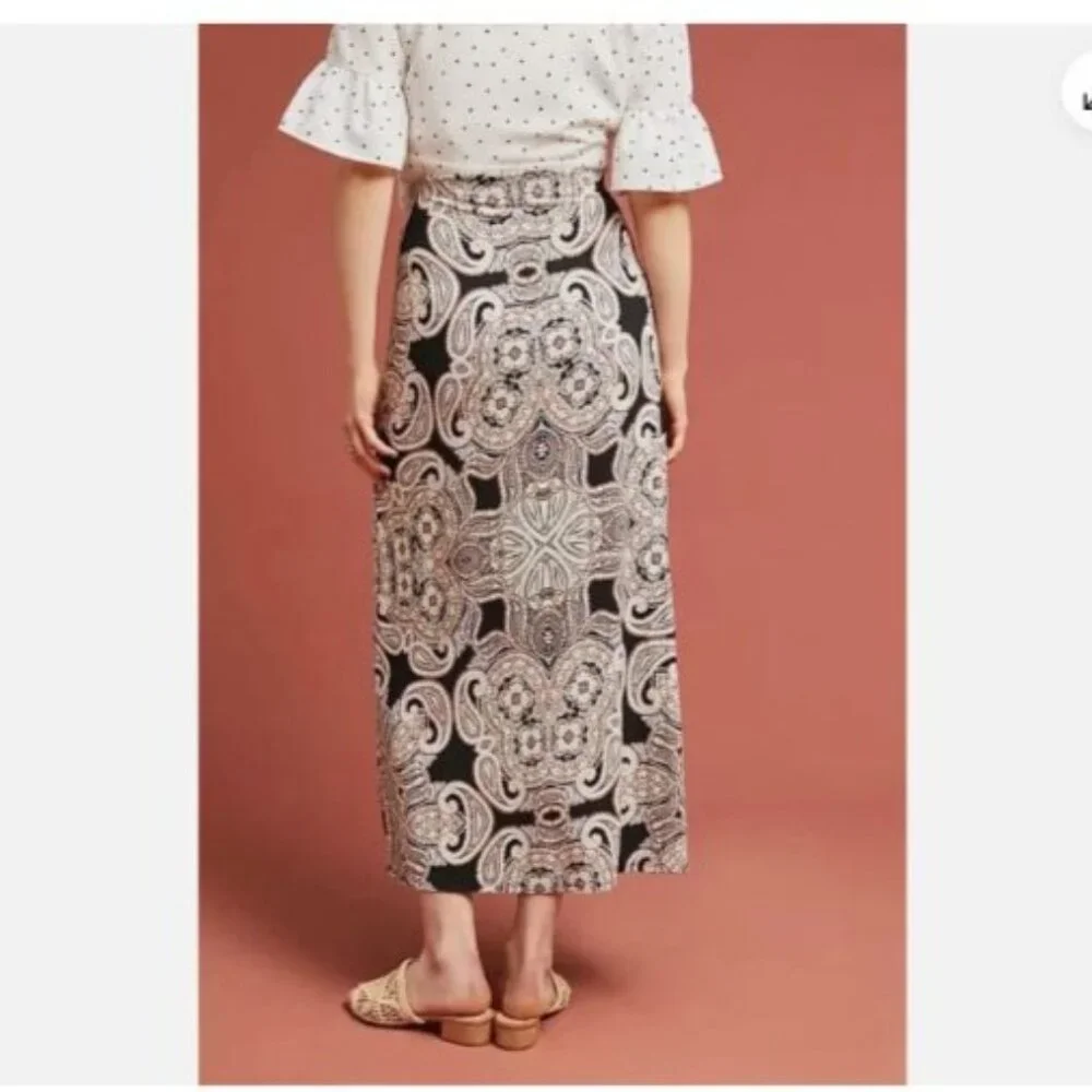 Maeve skirt Anthropologie Corvo Faux Wrap Paisley Jersey knit Midi size large